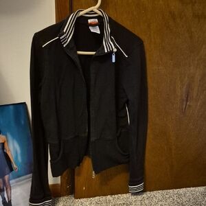 Danskin Black Bomber Jacket with Striped Collar